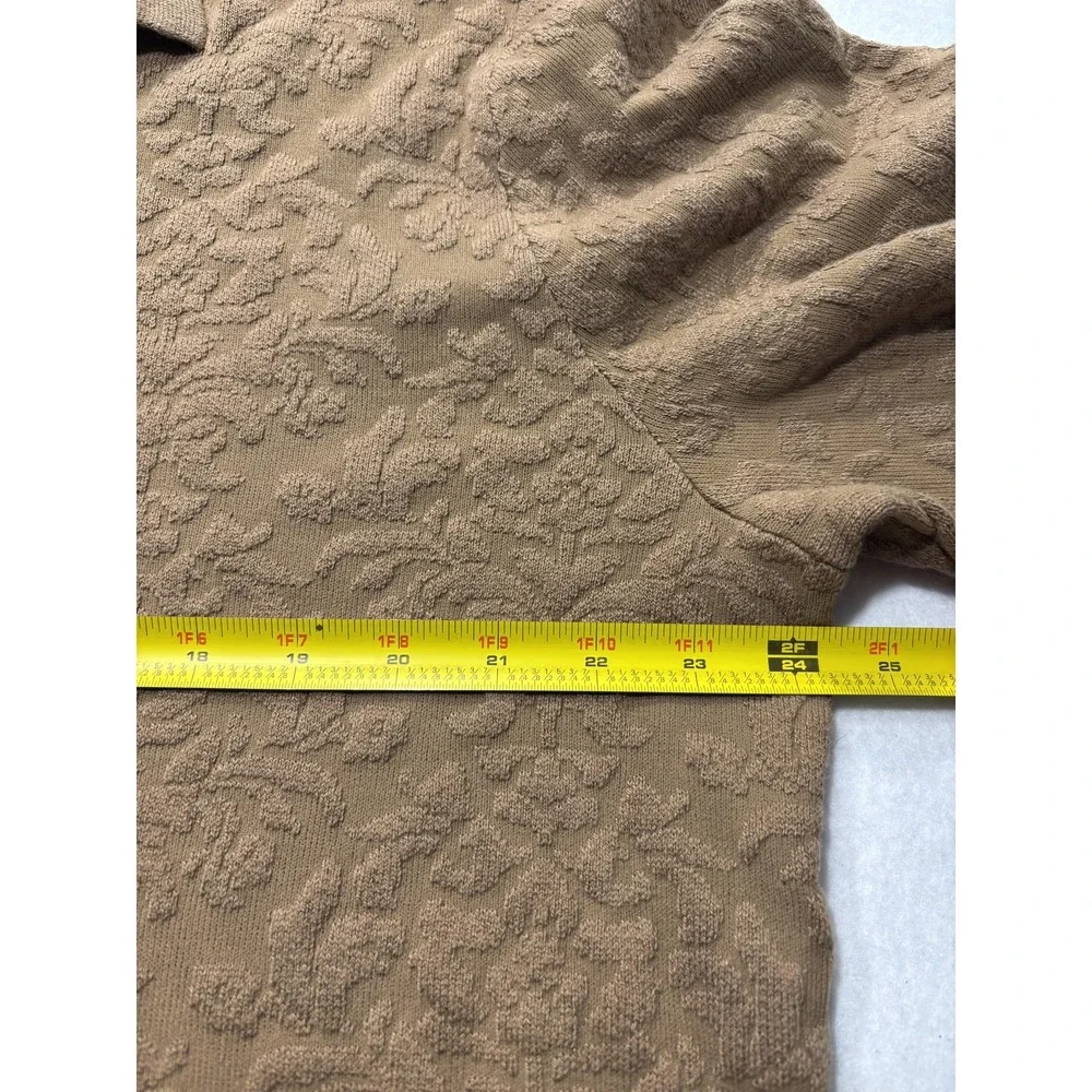 Abercrombie & Fitch Polo Shirt Mens XL Brown Jacquard Floral Knit Short Sleeve